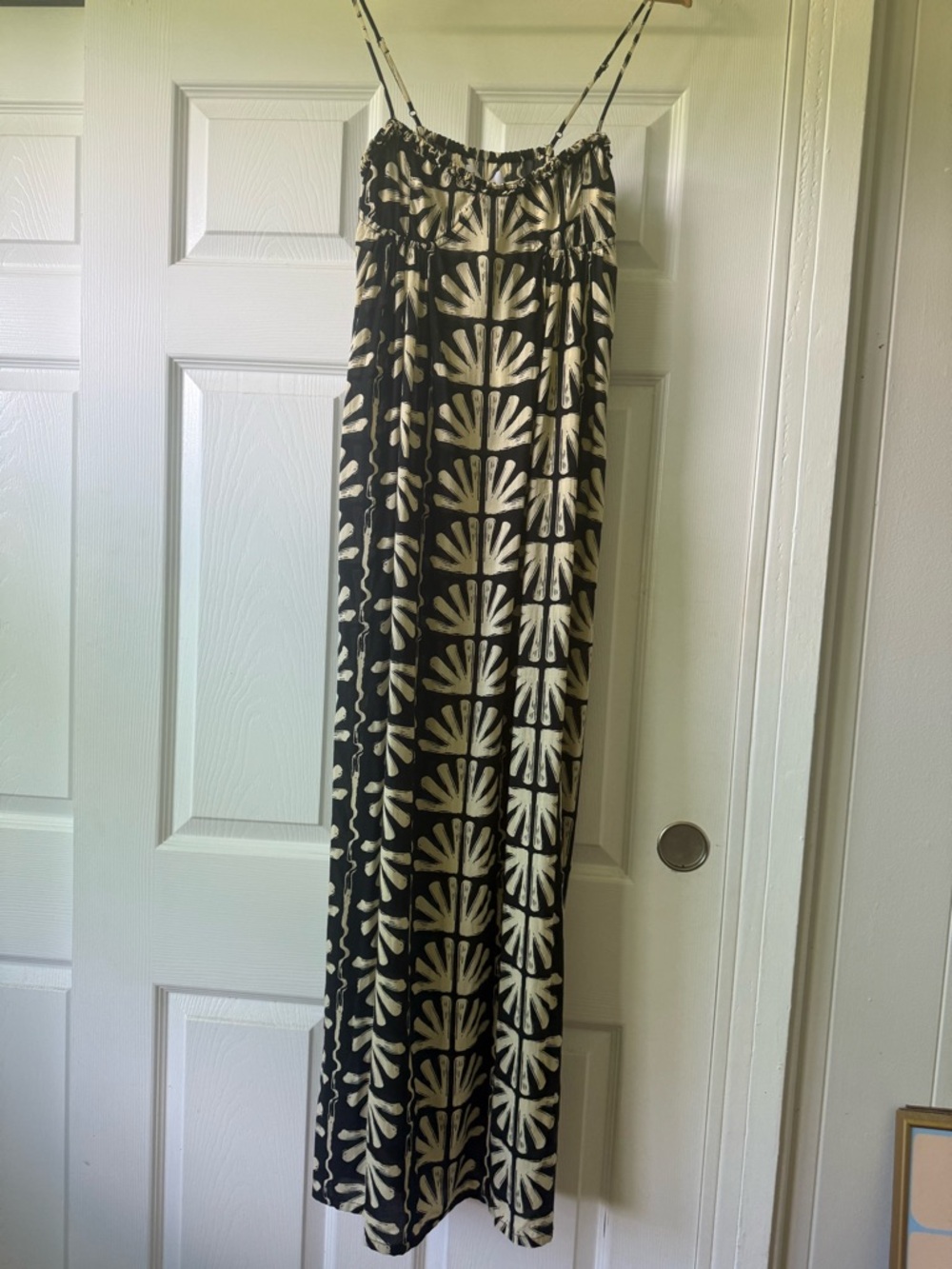 Black & Cream Printed Maxi Sundress